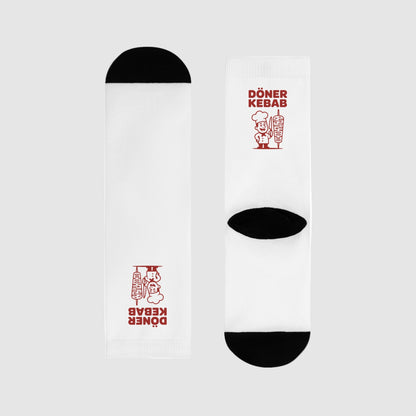 Döner Kebab Crew Socks - Fun Gift for Food Lovers, Comfortable Use for Everyday, Perfect for Parties, Festivals, & Casual Wear
