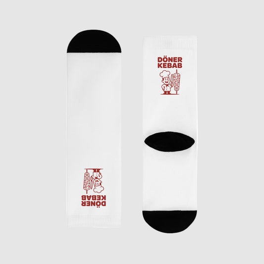 Döner Kebab Crew Socks - Fun Gift for Food Lovers, Comfortable Use for Everyday, Perfect for Parties, Festivals, & Casual Wear